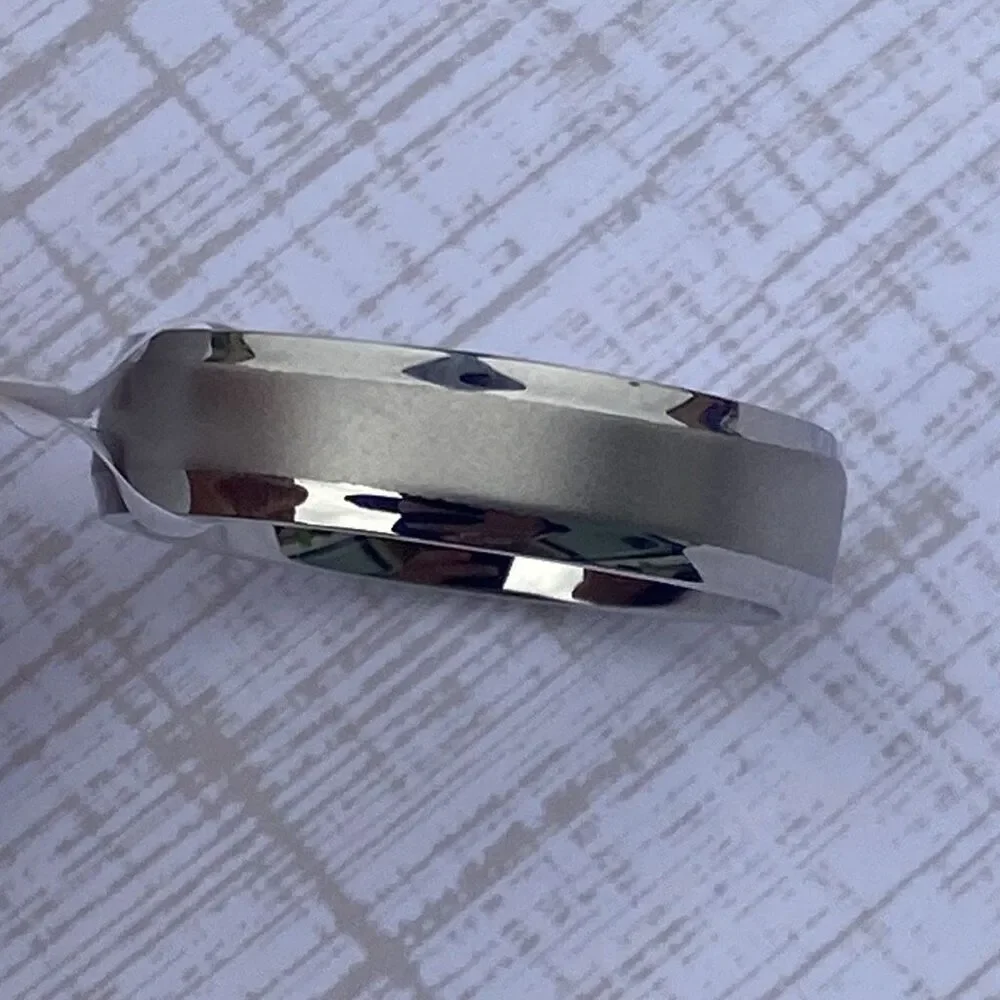 Men’s Stainless Steel Ring Size 10 Silver Tone Matte & Polished Band